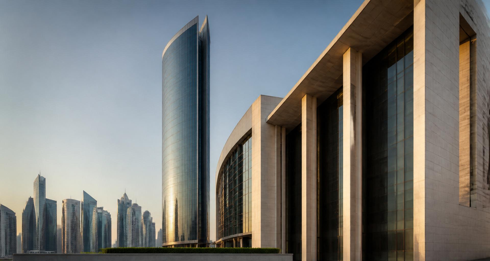 Doha commercial district architecture near QFC Tower